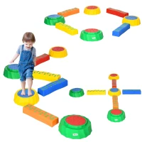 Outsunny Eight-Piece Kids Stepping Stones, with Non-Slip Surface & Bottom, for Toddlers - Multicoloured(m-10)