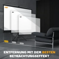 HOMCOM Projectiescherm met statief 221 x 124 cm 254 cm 16:9 HD 4K rolscherm(m-7)