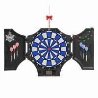 SPORTNOW Cible jeu de fléchettes électronique refermable 2 portes 31 jeux jusqu'à 8 joueurs affichage LCD haut-parleur noir(m-1)