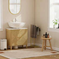 HOMCOM Toallero de Pie con 2 Barras y Marco Metálico Toallero de Baño Moderno en Forma de L 35,5x20x78 cm Dorado(m-8)