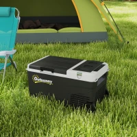 Outsunny Glacière électrique portable congélateur et réfrigérateur avec 2 zones 27 L, 12/24 V DC et 100-240V AC, jusqu'à -20°C(m-10)