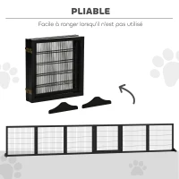 PawHut Barrière de sécurité pour chien barrière pliable à 6 panneaux avec pieds amovibles 432 x 36 x 70 cm noir(m-6)