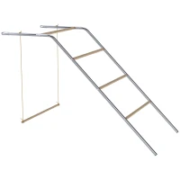 PawHut Poleiro para galinhas a 5 níveis em pinho e aço, escada-baloiço, 82 x 150 x 110 cm, prateado(m-1)