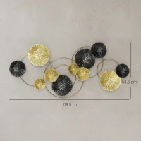 HOMCOM Metal Wall Art, Modern Hanging Wall Decor with Multi-Disc Design for Living Room(m-3)