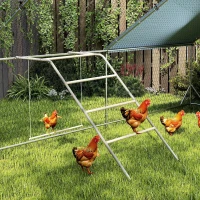 PawHut Posatoio per galline a 5 livelli in legno di pino e acciaio, scala e altalena, 82 x 150 x 110 cm, argento(m-6)