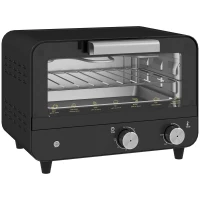 HOMCOM Small Toaster Oven, 12L Multifunction Mini Countertop Oven with Glass Door, Adjustable Temperature and Timer, Black(m-1)
