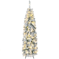 HOMCOM Árbol de Navidad Estrecho 180 cm con Luces LED Bicolores 11 Modos de Iluminación Temporizador 540 Ramas Verde