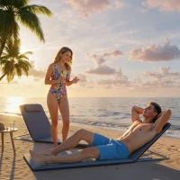 Outsunny Set of 2 Foldable Garden Beach Chair Mat - Lightweight Outdoor Sun Lounger Seats with Adjustable Back, Metal Frame, PE Fabric, Head Pillow, and Carry Bag, Grey(m-8)