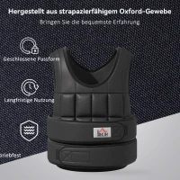 HOMCOM Gewichtsweste 20 KG verstellbare Trainingsweste mit herausnehmenbar Gewichten Schwarz(m-7)