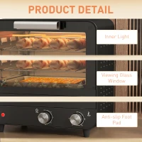 HOMCOM Small Toaster Oven, 12L Multifunction Mini Countertop Oven with Glass Door, Adjustable Temperature and Timer, Black(m-8)