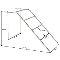 PawHut Poleiro para galinhas a 5 níveis em pinho e aço, escada-baloiço, 82 x 150 x 110 cm, prateado(m-3)
