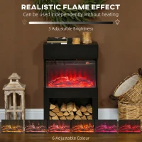 HOMCOM 19" Electric Fireplace with Surround, 3D Flame Effect, 6 Colours & 3 Brightness Levels, 1000W/2000W Black Electric Fire and Mantel Reach up to 30㎡ Space with Remote & Timer, 3 Sided View(m-4)