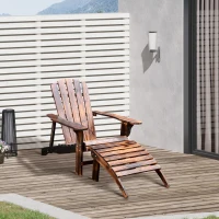 HOMCOM Fauteuil de Jardin Adirondack Chaise Longue Chaise Plage avec Tabouret Bois de sapin(m-10)