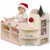 AIYAPLAY Supermarché pour enfant, marchande en bois, caisse enregistreuse, distributeur et accessoires, 90,7x60x73,8cm, vert(m-11)