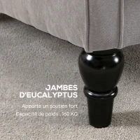 HOMCOM Fauteuil de salon capitonné avec assise large, pieds en bois, style classique, grand confort, 74 x 86 x 102 cm, gris(m-7)