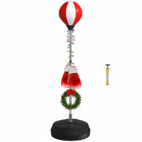 HOMCOM Sac de Frappe sur Pied Punching ball sur pied réglable en hauteur 126-144 cm avec gants, pompe et base de lestage(m-11)
