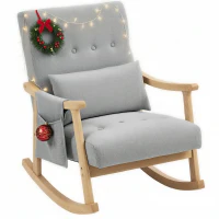 HOMCOM Wood Frame Rocking Accent Chair - Light Grey(m-10)