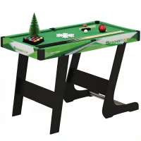 SPORTNOW Table de billard pliable avec accessoires 2 queues, 16 billes, traingle, craie, dim. 104L x 55,5l x 68H cm, tapis vert(m-11)