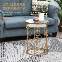 Homcom Set Masute Cafea – 2 Piese din Sticla & Metal, Design Modern(m-6)