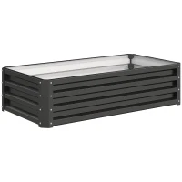 Outsunny Jardinera Elevada Rectangular de Acero Galvanizado para Cultivar Plantas Flores Hierba 120x60x30,5 cm Gris(m-1)