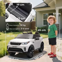 AIYAPLAY Macchina Elettrica per Bambini Licenza Land Rover con Fari LED, Clacson e Telecomando, 105x68.5x58 cm, Bianco(m-3)