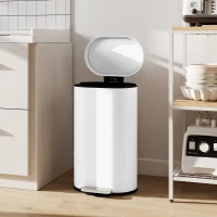 HOMCOM 30 L Modern Curved Kitchen Bin - White(m-9)