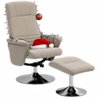 HOMCOM Swivel Recliner Chair with Footstool, Velvet Recliner Armchair with Ottoman, Steel Base, Upholstered Reclining Chair for Living Room, Bedroom, Office, Beige(m-10)