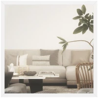 HOMCOM Espejo mural cuadrado 50 x 50 cm, marco de madera blanco, ideal para baño, salón o dormitorio(m-7)