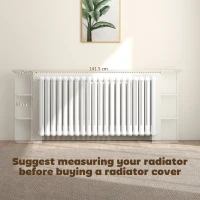HOMCOM Radiator Cover with Open Storage Shelves, Vertical Slatted Cabinet Shelf Heater Cover for Living Room, Hallway, Extra Large, White (H: 83 / W: 191 / D: 19 cm)(m-4)