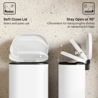 HOMCOM 30 L Modern Curved Kitchen Bin - Cream(m-5)