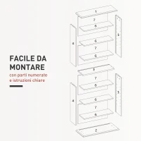 HOMCOM Scaffale Porta CD con 6 Ripiani Regolabili, Capacità di 360 CD/185 DVD, 58x24x124.5 cm, Bianco(m-7)