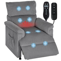 HOMCOM Corduroy Electric Massage Recliner - Grey(m-10)
