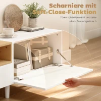 HOMCOM 200 cm TV-Kommode für Fernseher bis zu 90 Zoll, 2 Klappenfächer, offenes Fach, Schublade, 8 Beine, Spanplatte, Weiß(m-6)