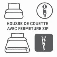 Parure de couette microfibre Ethno - 1 housse de couette 240x260 cm + 2 taies d'oreiller 63x63 cm - Bleu Canard - HOME LINGE(m-4)