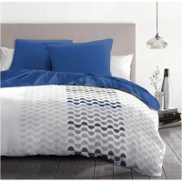 Parure de couette microfibre AMBROISIE - 1 housse de couette 220 x 240 cm + 2 taies d'oreiller 63 x 63 cm - Bleu(m-3)