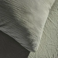 Parure de lit - TODAY - 123329 - 2 personnes - 260x240cm - Gaze de coton unie - Sauge(m-3)