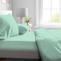 Drap housse - HOME LINGE PASSION - HP72109 - Microfibre 82 g - 180 x 200 cm - Bonnet 30 cm - Vert d'eau(m-2)