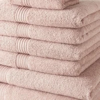 Lot de 10 serviettes de bain TODAY comprenant 4 serviettes 30x50 + 4 serveites 50x90 + 2 Draps de bain 70x130 cm 100% Coton - Rose(m-2)