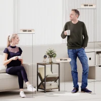 HOMCOM Narrow Side Table, End Table with 3-Tier Storage, V-Shaped Magazine Holder for Living Room, Bedroom, 40 x 30 x 61cm, Oak(m-4)