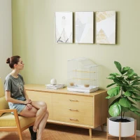 PawHut Gaiola viveiro para pássaros com 4 portas, 2 poleiros, bandeja deslizante, para inseparáveis periquitos 4,7,5x36x54,5cm, branco(m-4)