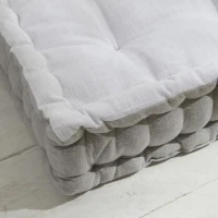 Coussin de sol - TODAY - CHARME - Slub x Chambray x Broderie Capucine - 40 x 40 x 10 cm(m-2)