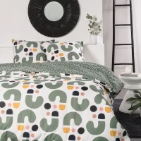 Parure de lit - TODAY - Sunshine - 2 personnes - 240x220cm - Coton - Vert - Autres motifs(m-1)