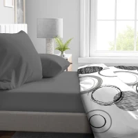 Drap housse - HOME LINGE PASSION - HP71774 - 180 x 200 cm + 30 cm bonnet - Microfibre - 82 g - Gris anthracite(m-2)