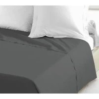 LOVELY HOME Drap Plat 100% coton 180x290 cm - 1 personne - Gris foncé(m-1)