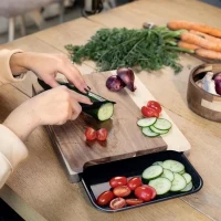 Planche a découper - LIVOO - MES155 - Bois acacia FSC - 36,5 x 27,5 cm - Bac récupérateur amovible(m-6)