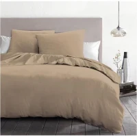 Parure de couette 3 pieces - HOME LINGE PASSION - HP72070 - Microfibre 82 g - 220 x 240 cm - Beige(m-1)