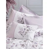 Parure de lit - 1 housse de couette 220 x 240 cm + 2 taies d'oreiller 60 x 60 cm - 100% coton renforcé - Lilas(m-2)