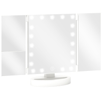 HOMCOM Schminkspiegel mit Licht Vergrößerung 1X/2X/3X 180° frei drehbar 21 LEDs Berührungsschalter Weiß