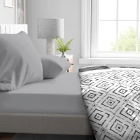 Drap housse - HOME LINGE PASSION - HP71769 - 160 x 200 cm + 30 cm bonnet - Microfibre - 82 g - Gris clair(m-2)