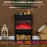 HOMCOM Camino Elettrico con Effetto Fiamma 3D Colorata, 1000W/2000W con Temperatura Regolabile e Telecomando, Nero(m-4)